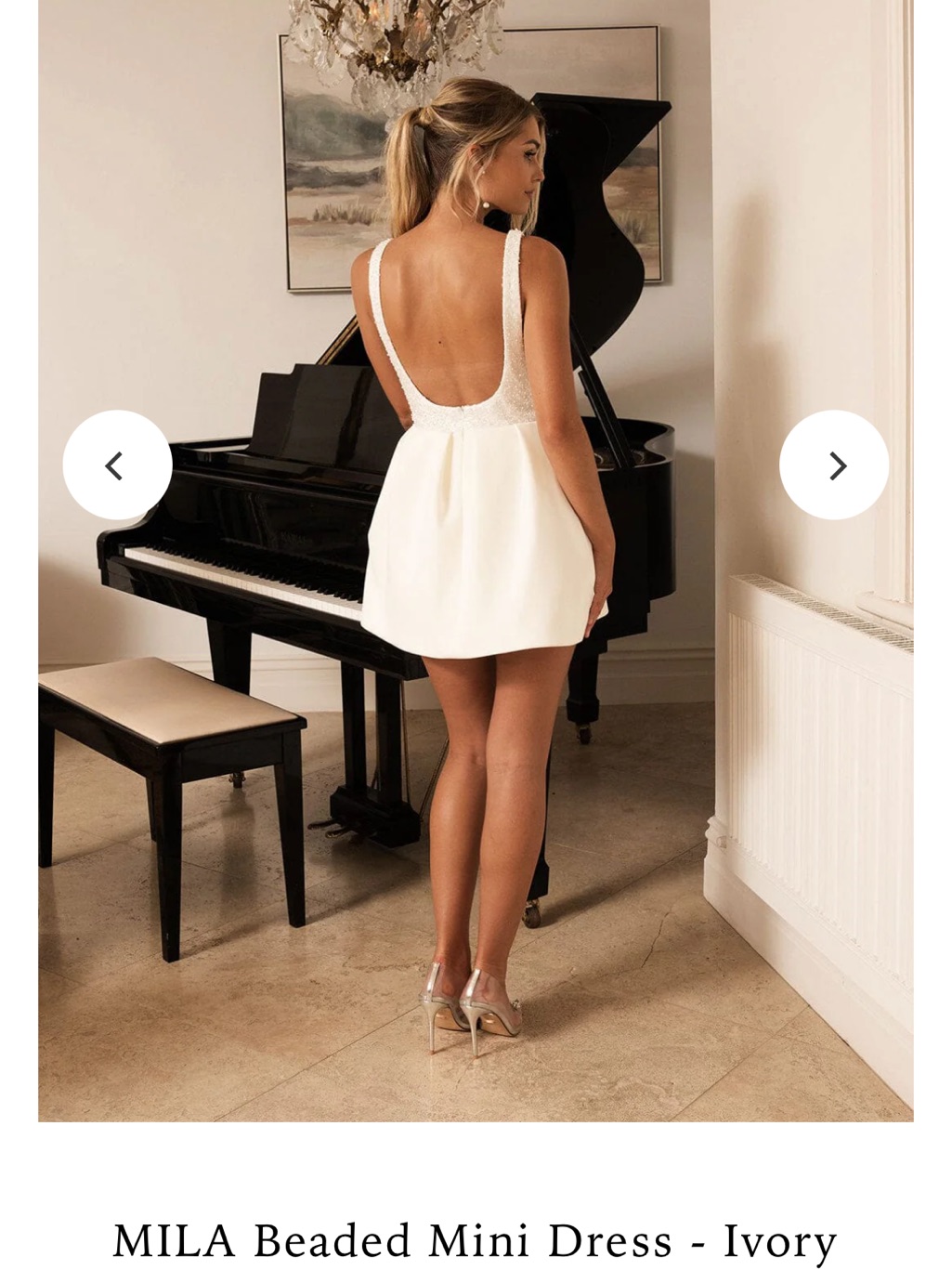 Beaded Ivory Mini Dress — image 7 of 7